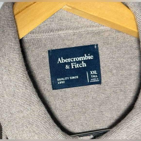 Abercrombie & Fitch Men’s Front Blocked Stripe Knit Polo XXL Tan - Picture 3 of 9